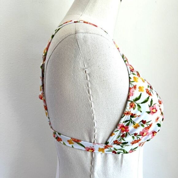 Shade & Shore Bikini Top Feminine Floral White Pink Yellow Size Small New With T - Picture 5 of 11